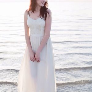 Ribbon-Detail Maxi Dress in Ivory